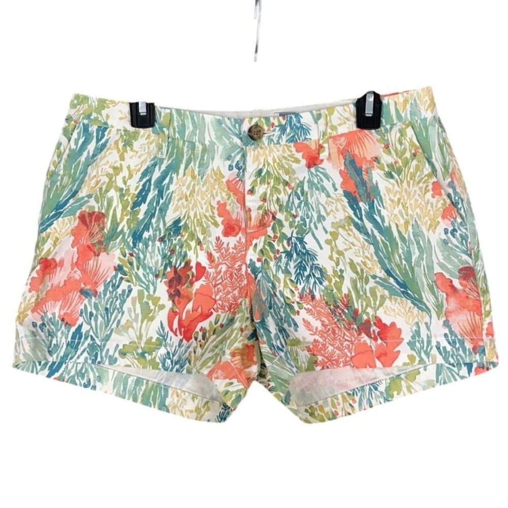 Old Navy Shorts Women's 6 Reef Print Coral Pockets Preppy Mid-Rise‎ Chino